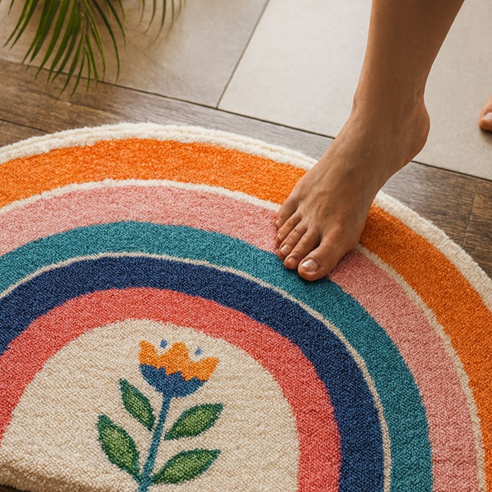 Tapis de bain demi-lune arc-en-ciel