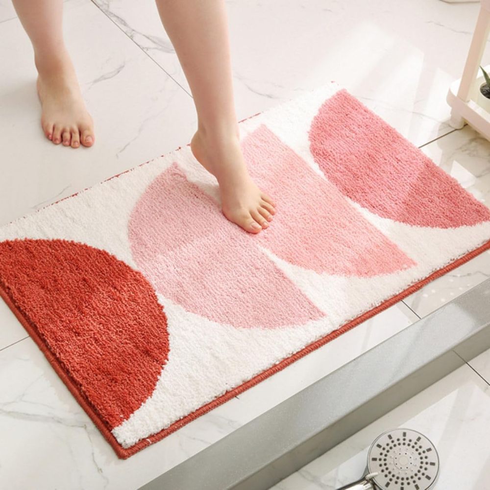 Tapis de bain doux coucher de soleil arc-en-ciel – Rose Sunset