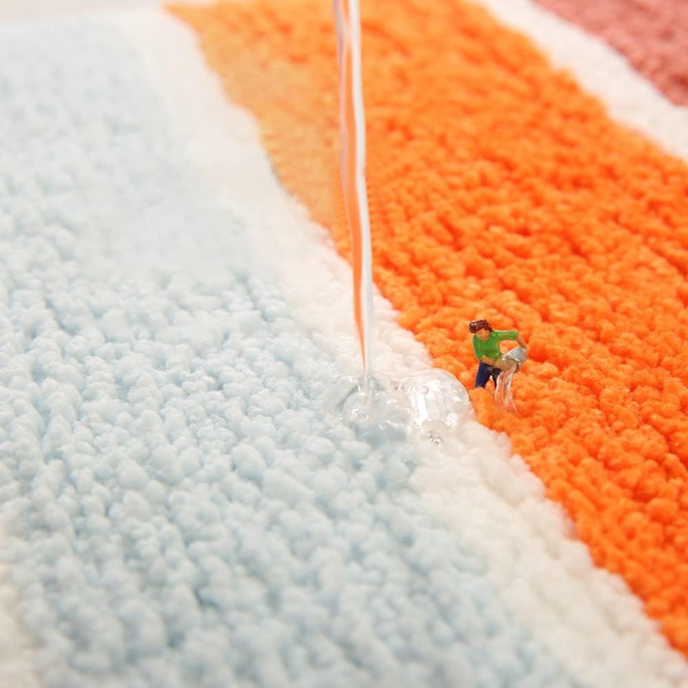 Tapis de bain doux coucher de soleil arc-en-ciel
