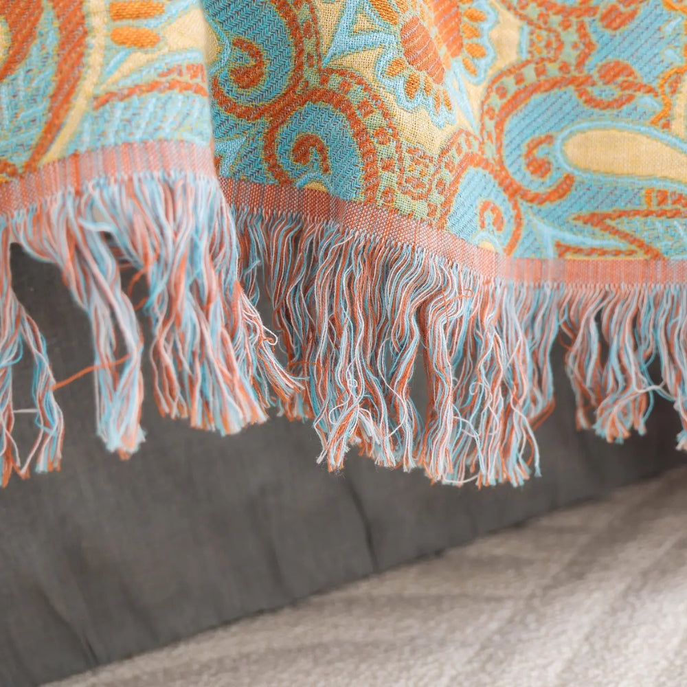 Plaid réversible en coton bohème Paisley