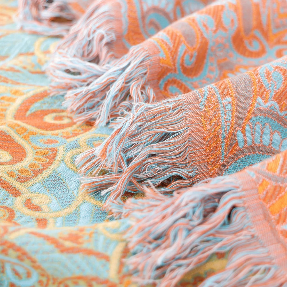 Plaid réversible en coton bohème Paisley