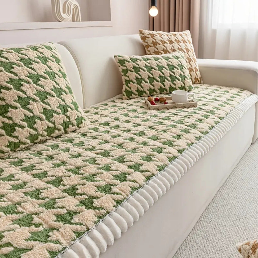 Housse de canapé et coussin pied-de-poule moelleux – SablePierre Weave