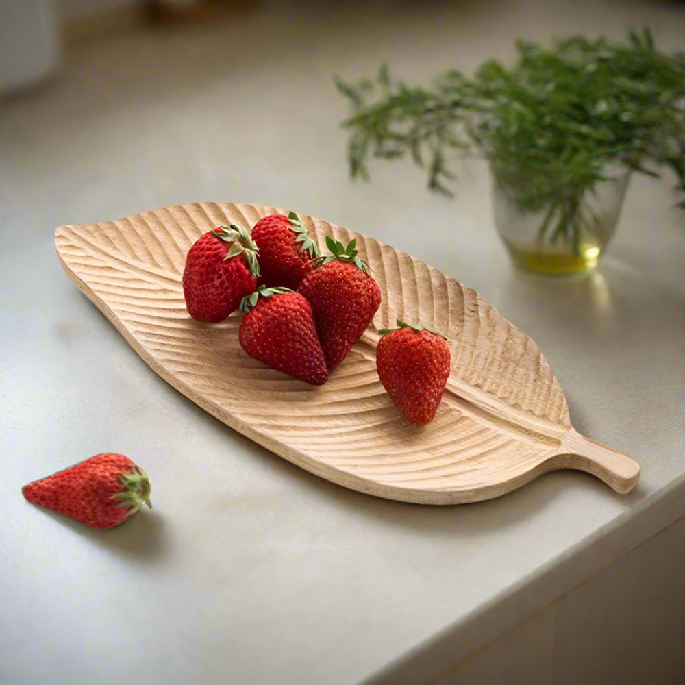Plateaux de service en bois feuille rustique