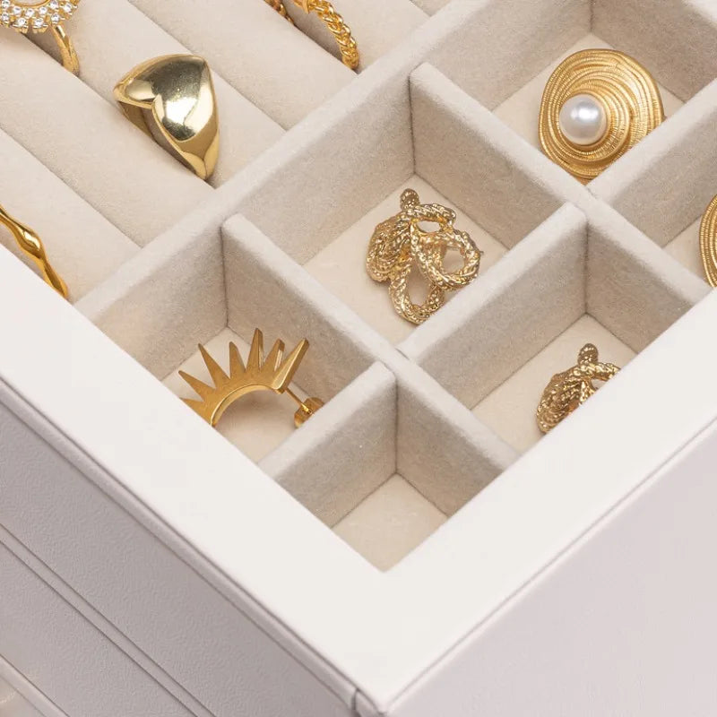 Boîte À Bijoux En Cuir Rose Avec Devant Transparent