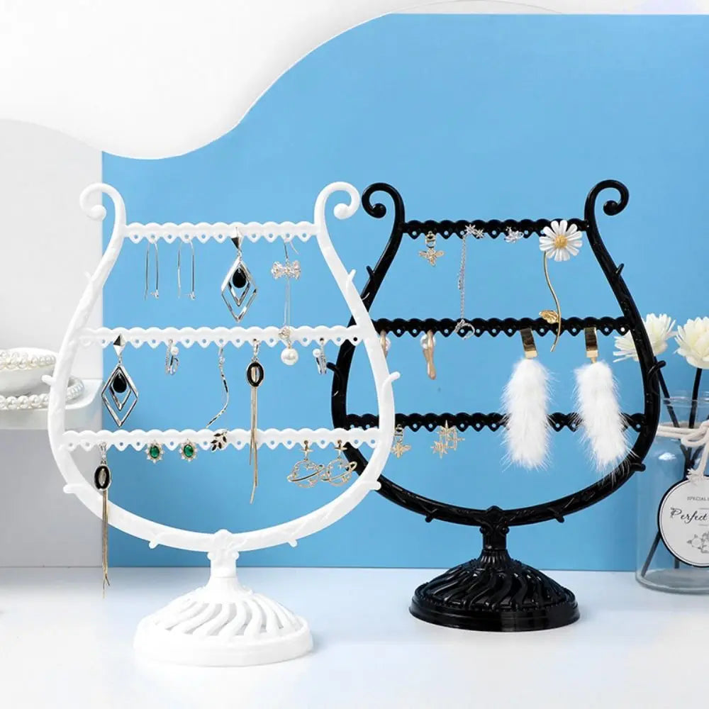 Présentoir À Boucles D’Oreilles Blanc Trois Niveaux