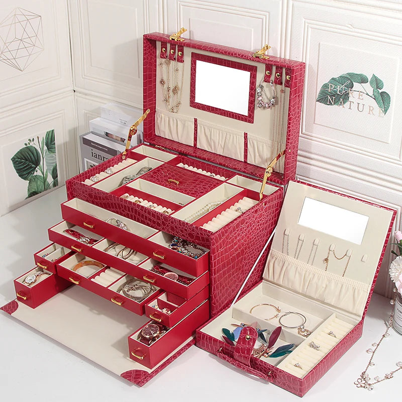Boîte À Bijoux En Cuir Croco