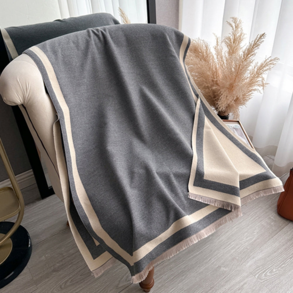 Écharpe-poncho rayée double face Savéra
