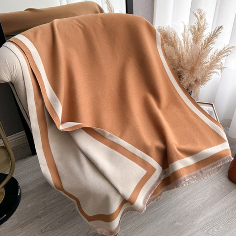 Écharpe-poncho rayée double face Savéra