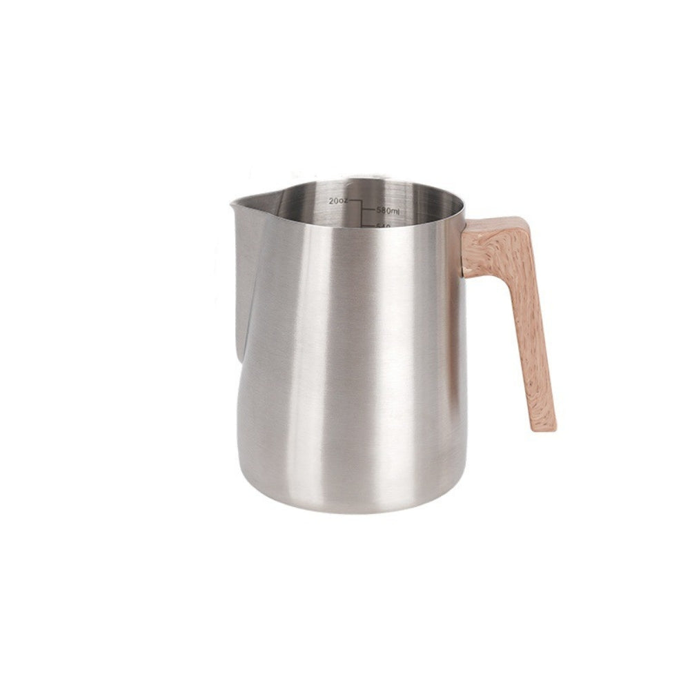 Pot à lait en inox à manche en bois scandinave