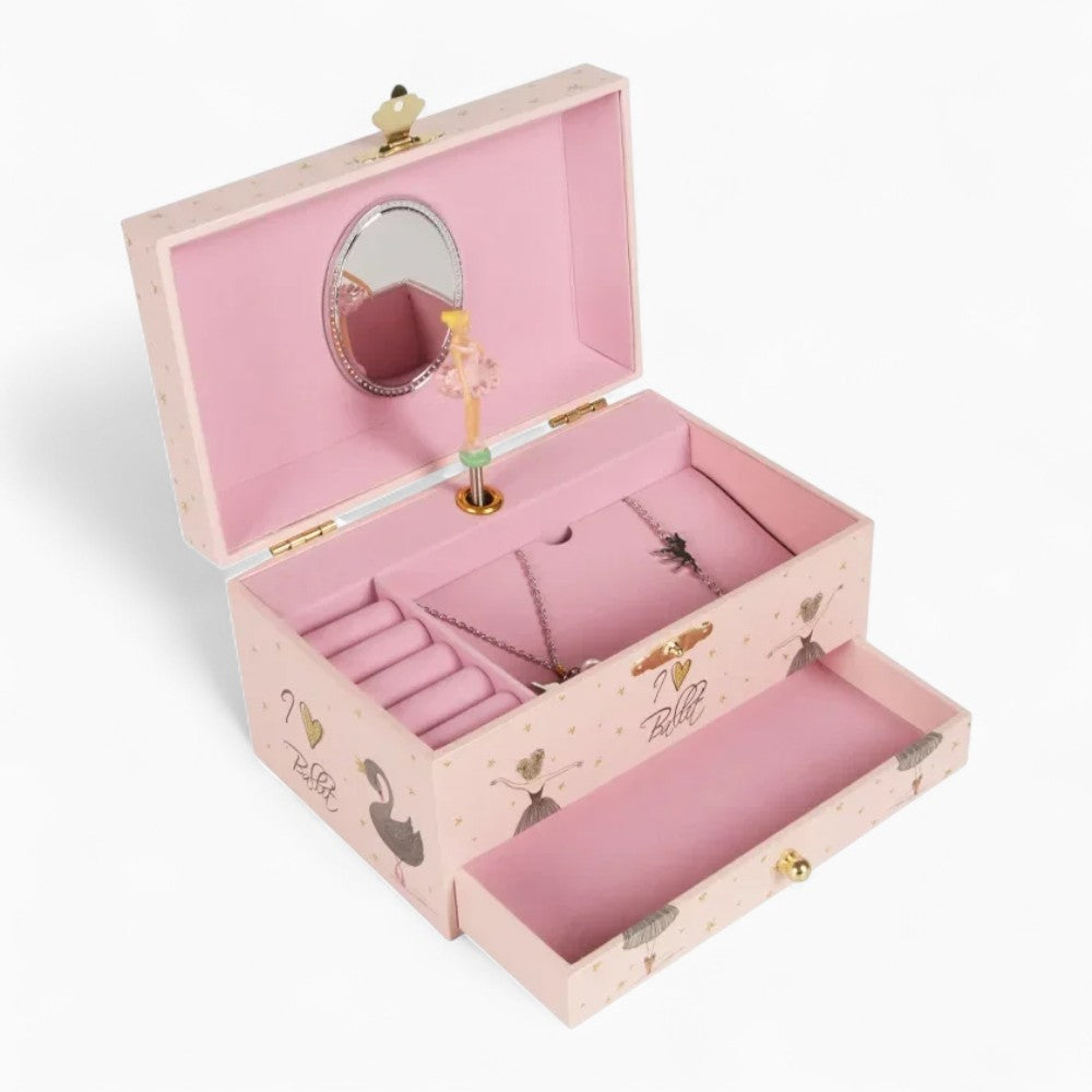 Boîte À Bijoux Musicale Danseuse Ballerine Avec Miroir