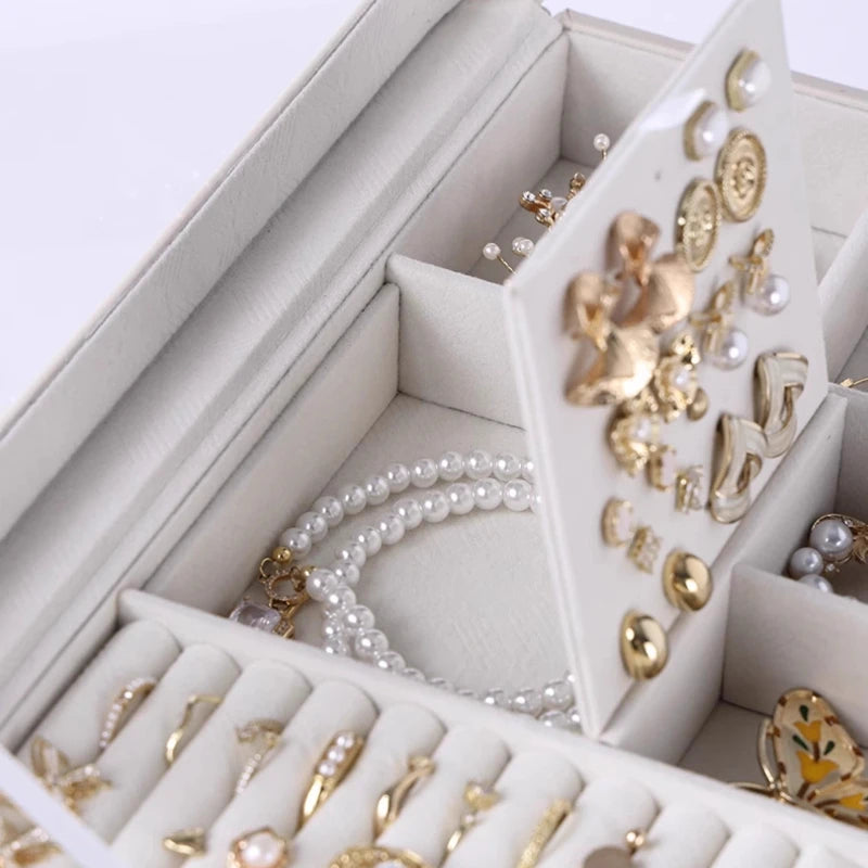 Grande Boîte À Bijoux En Cuir Beige
