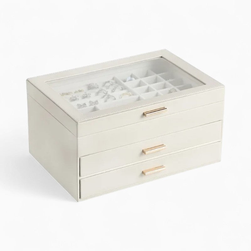 Boîte À Bijoux En Cuir 2 Tiroirs