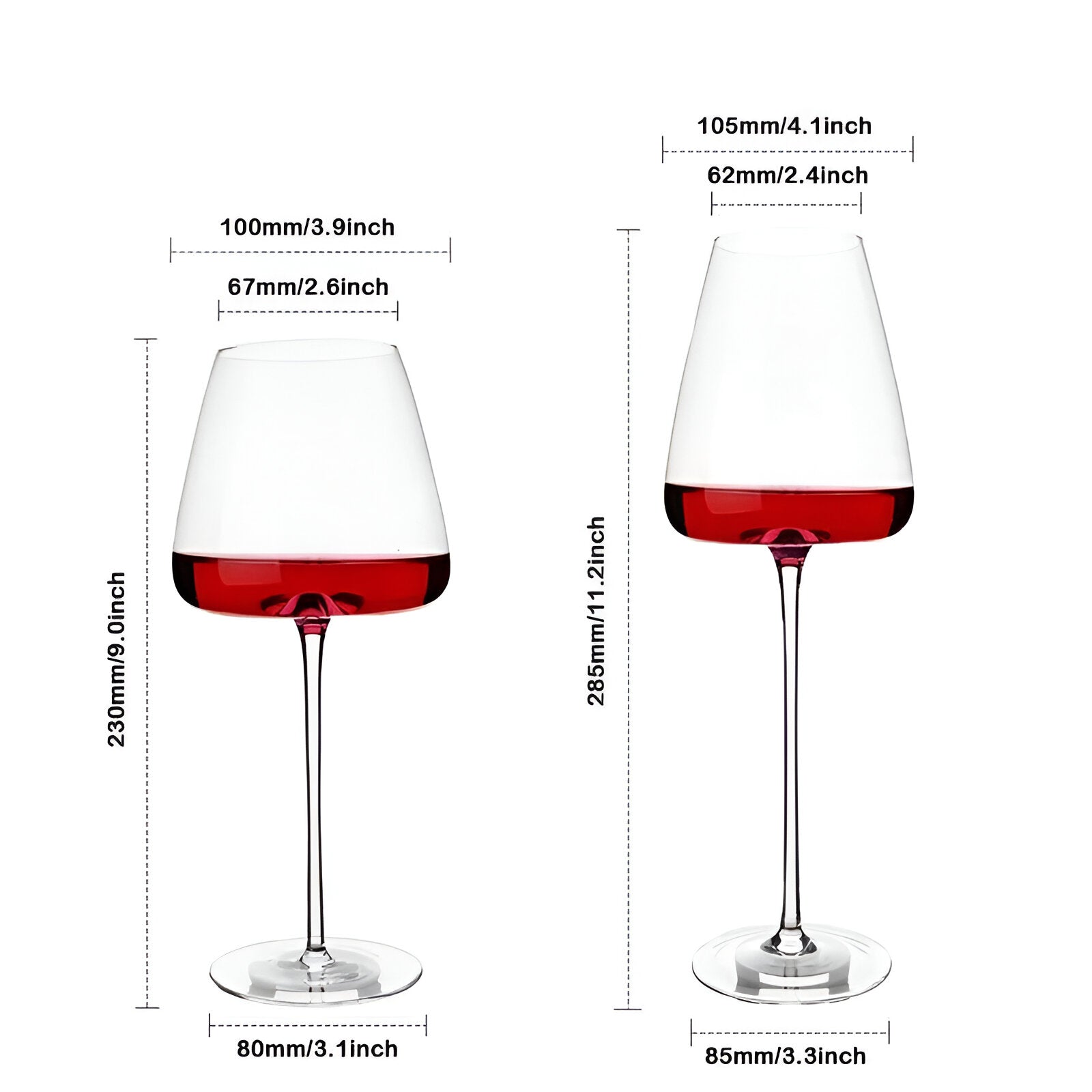 Verres a vin en cristal faits main