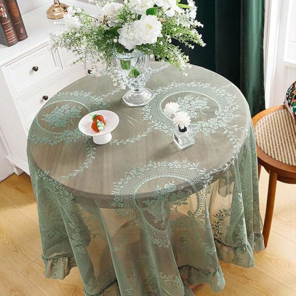 Nappe ronde en dentelle fleurie