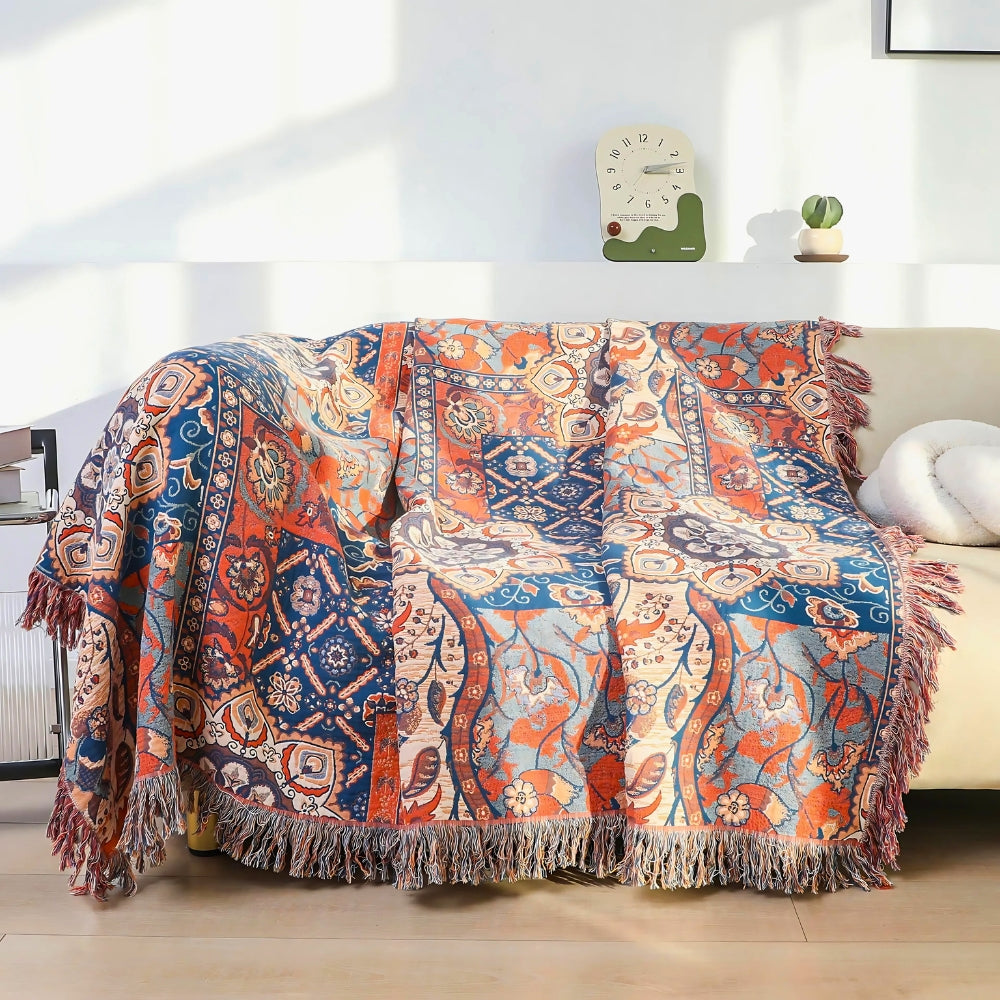 Plaid en coton jacquard fleuri Solea