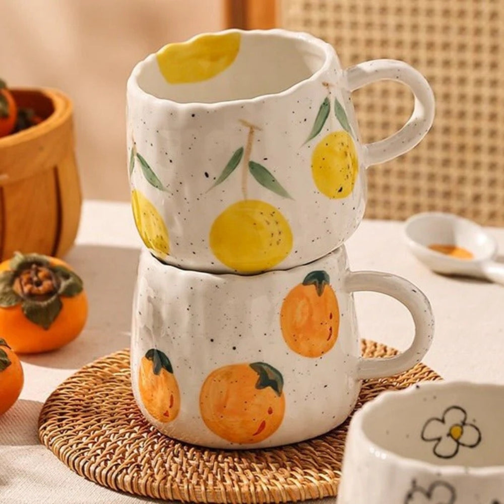 Collection de mugs en céramique fruits ensoleillés