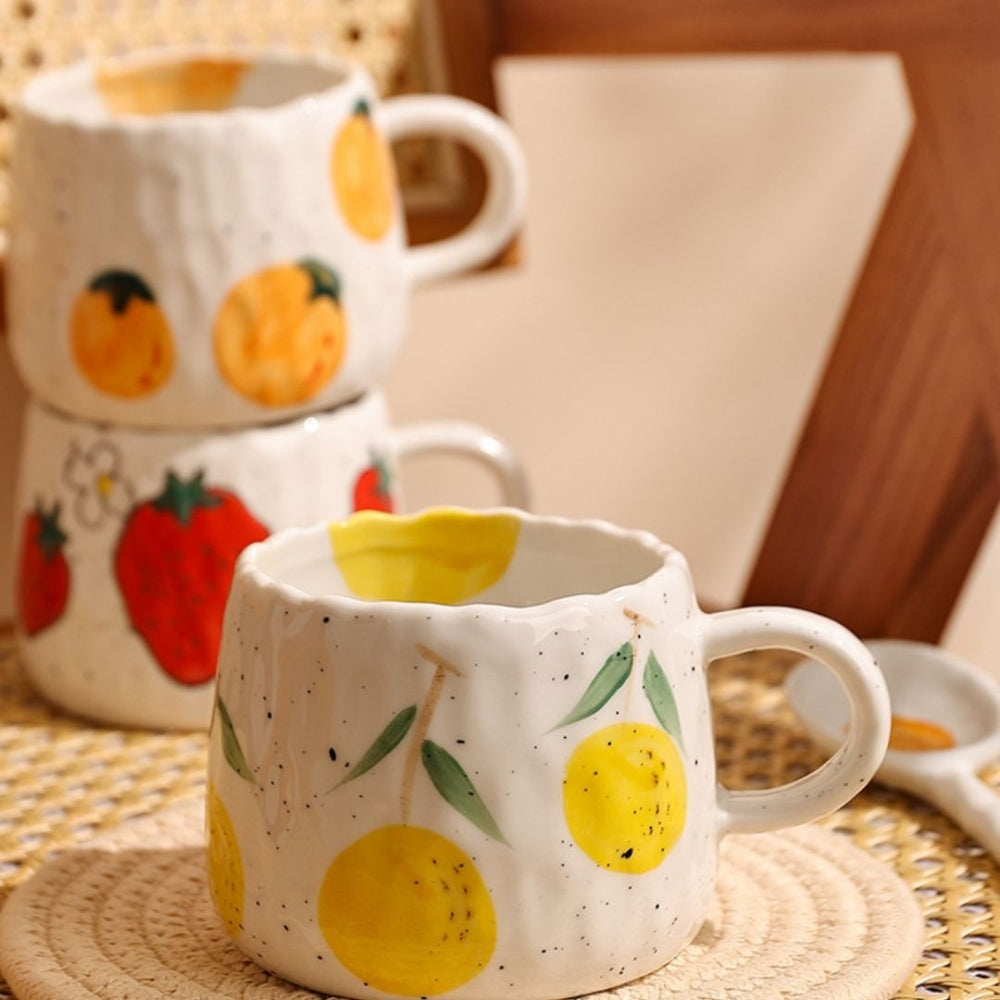 Collection de mugs en céramique fruits ensoleillés