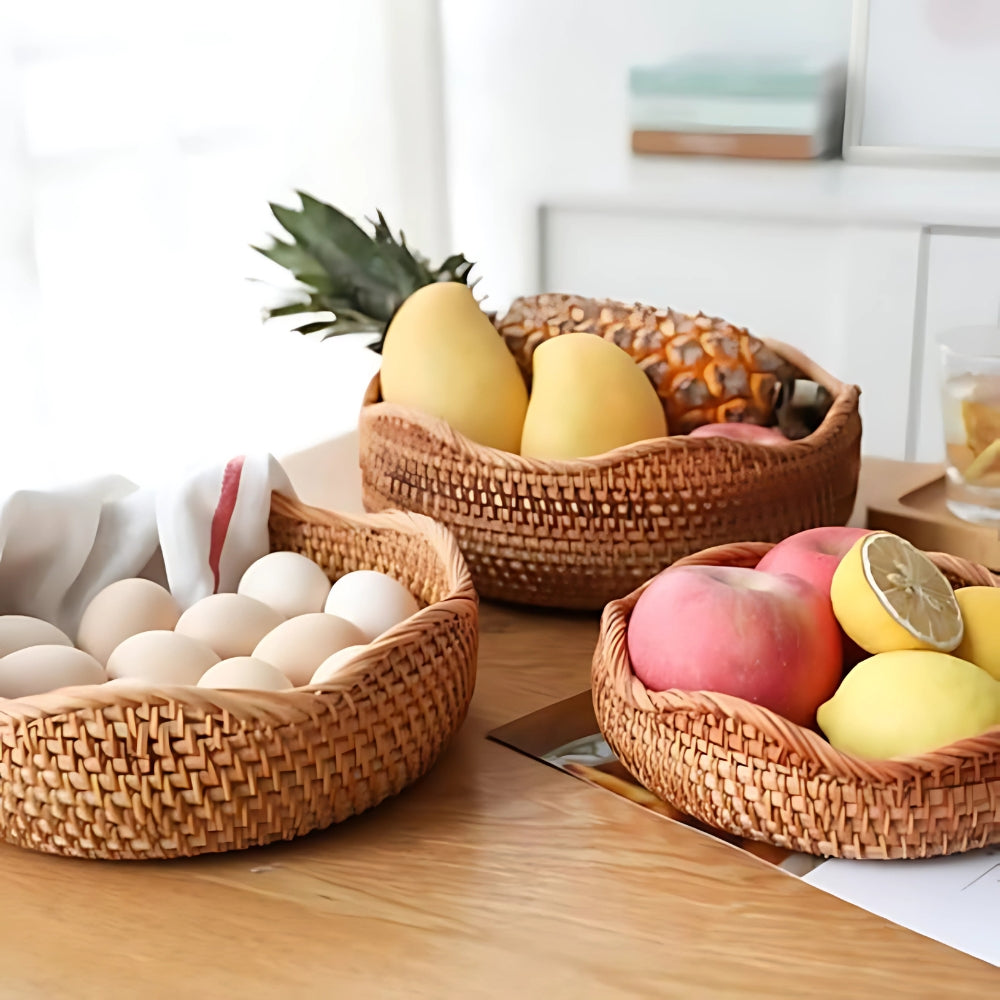 Panier en rotin tressé main