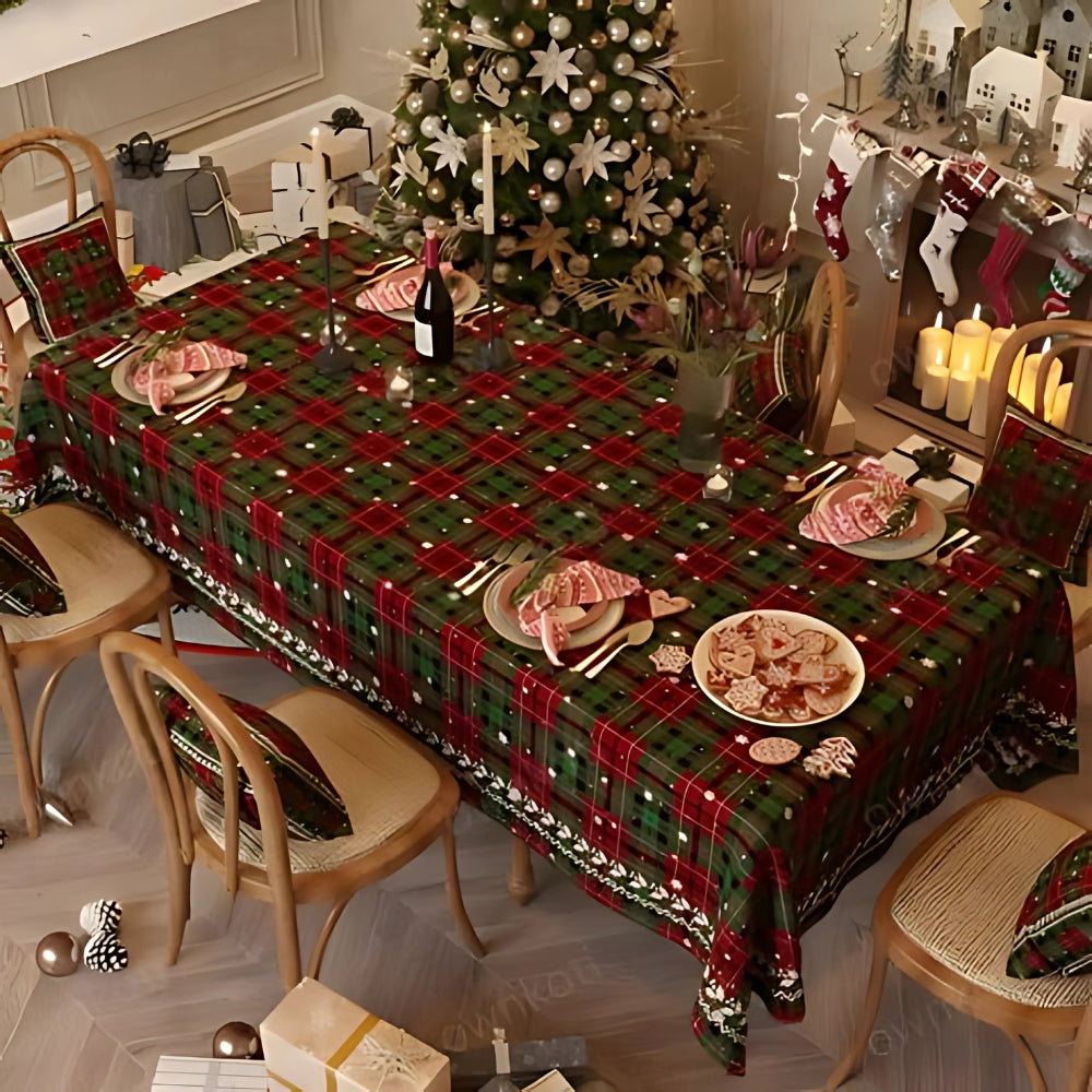 Nappe de Noël en chenille rouge