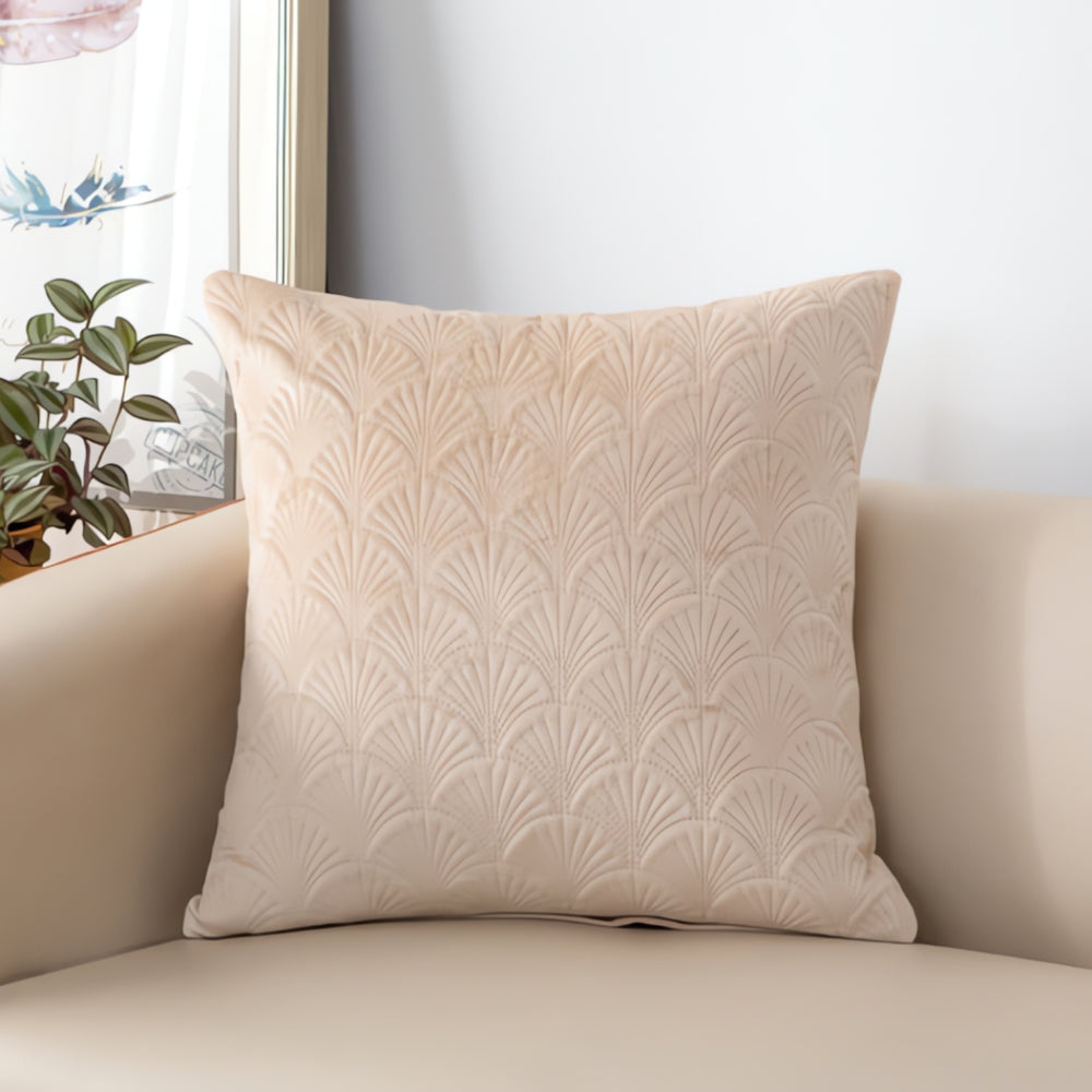 Housse de coussin en velours coquillage