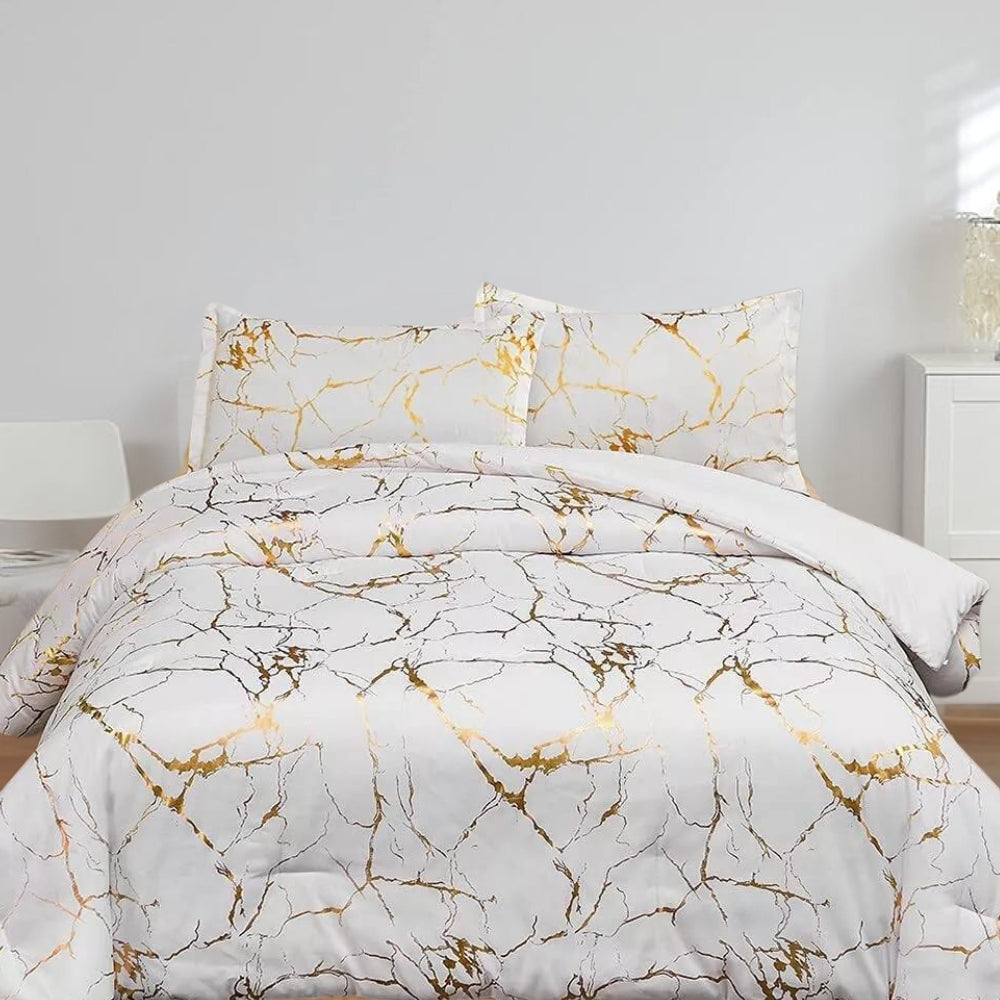 Parure de couette premium effet marbre – Vert