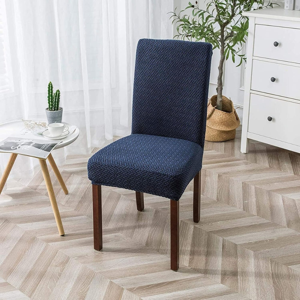 Housse de chaise extensible en velours jacquard Sylva