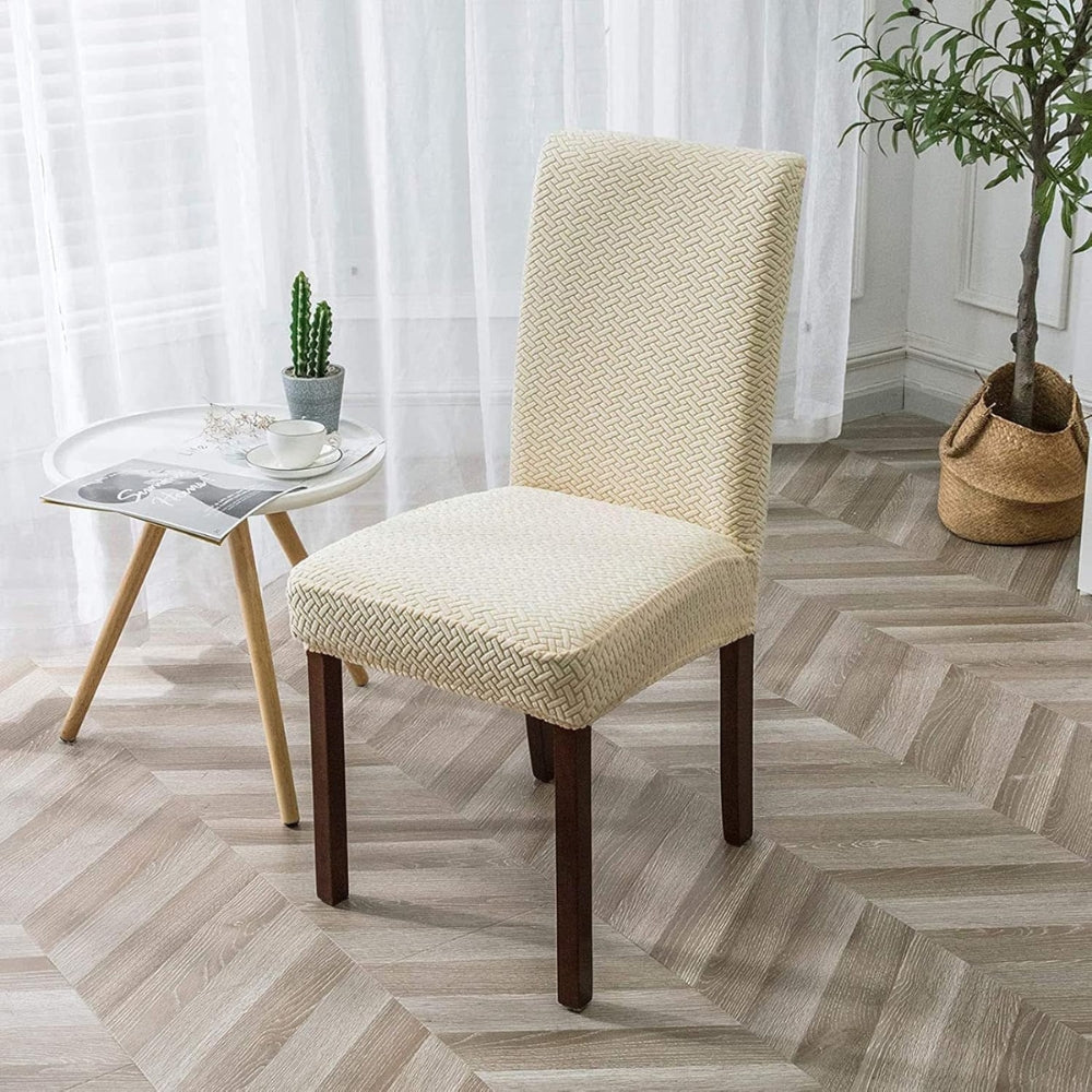 Housse de chaise extensible en velours jacquard Sylva