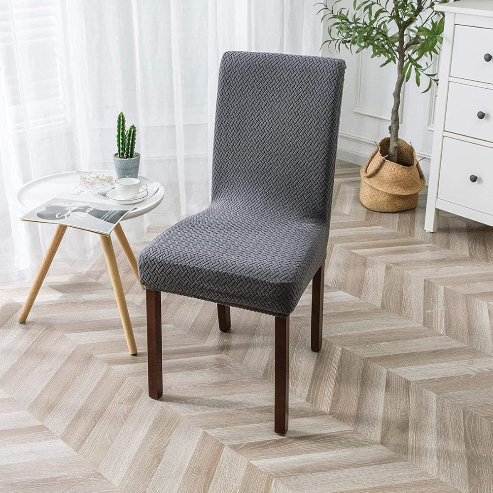 Housse de chaise extensible en velours jacquard Sylva
