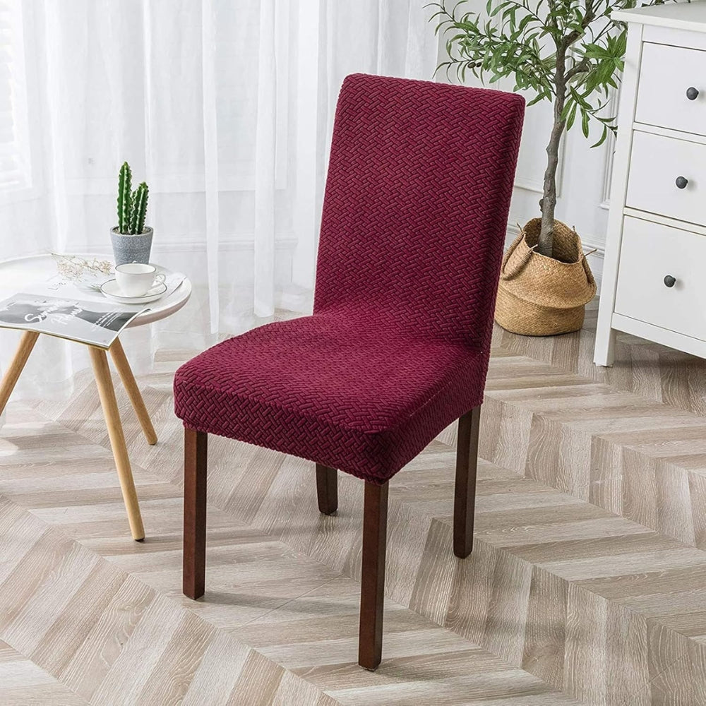 Housse de chaise extensible en velours jacquard Sylva