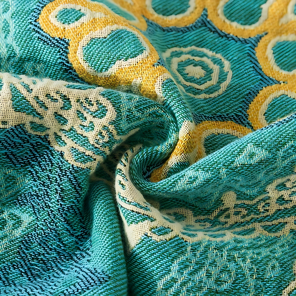 Plaid en coton mandala turquoise toutes saisons