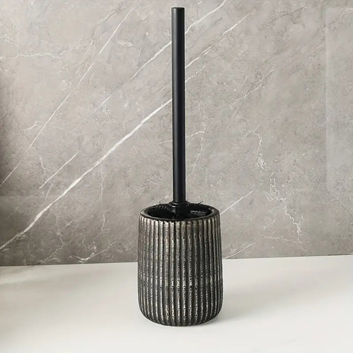 Set brosse WC et support en céramique texturée