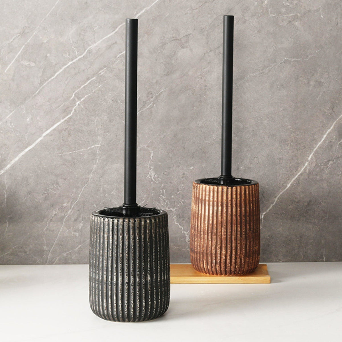 Set brosse WC et support en céramique texturée