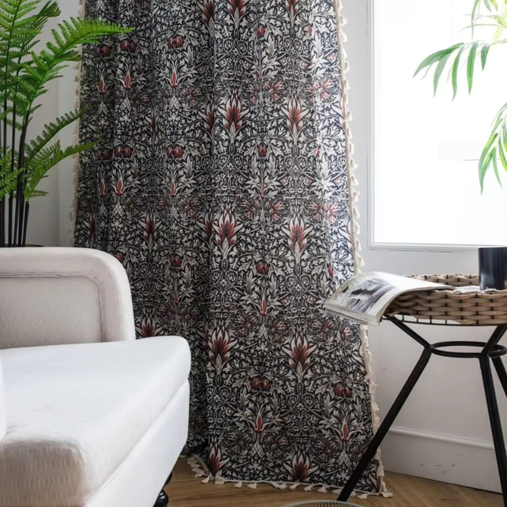 Rideau tapisserie fleuri Thistle Ebonleaf – Rod Pocket