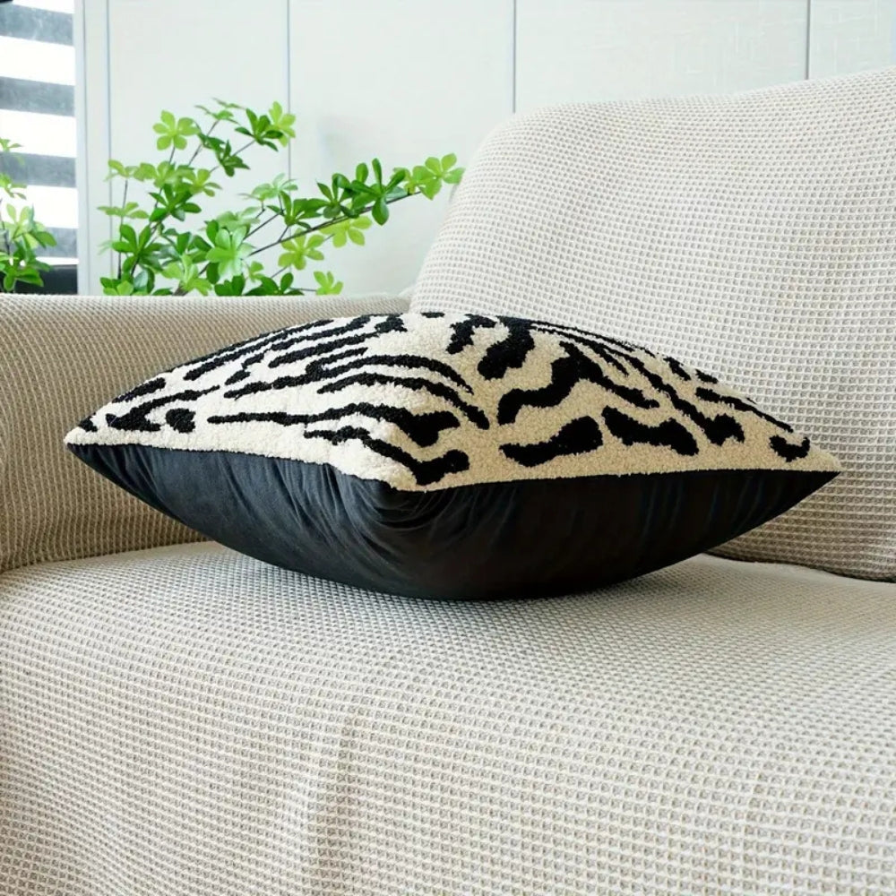Housse de coussin rayures tigre blanc