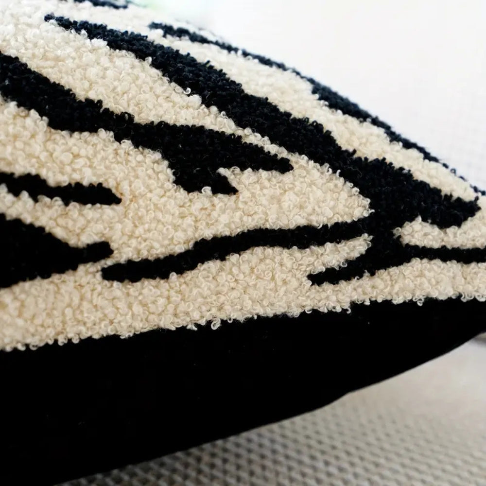 Housse de coussin rayures tigre blanc