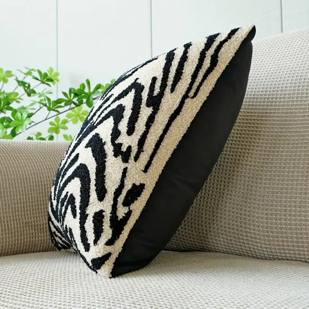 Housse de coussin rayures tigre blanc