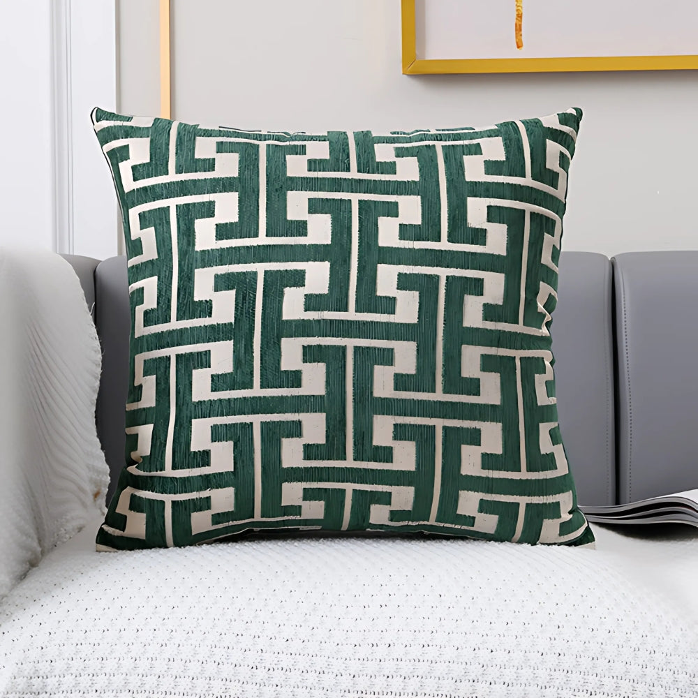 Housse de coussin motif labyrinthe intemporel