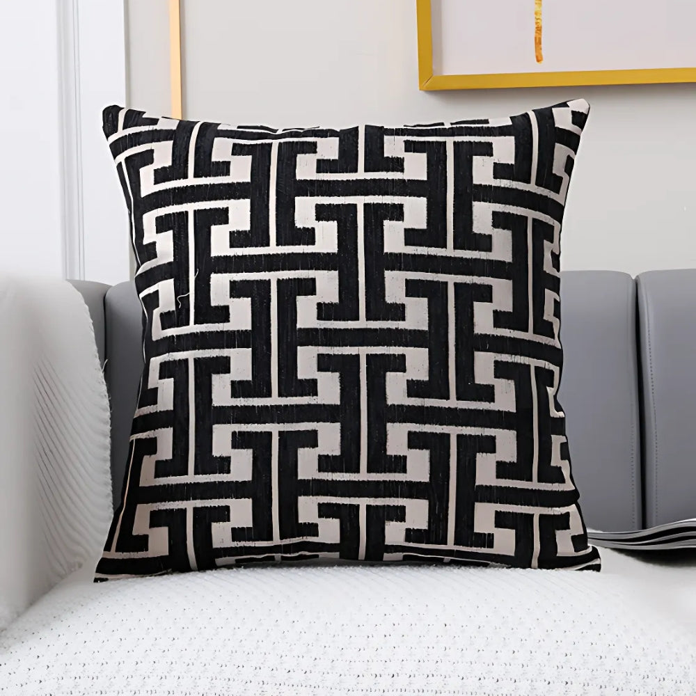 Housse de coussin motif labyrinthe intemporel