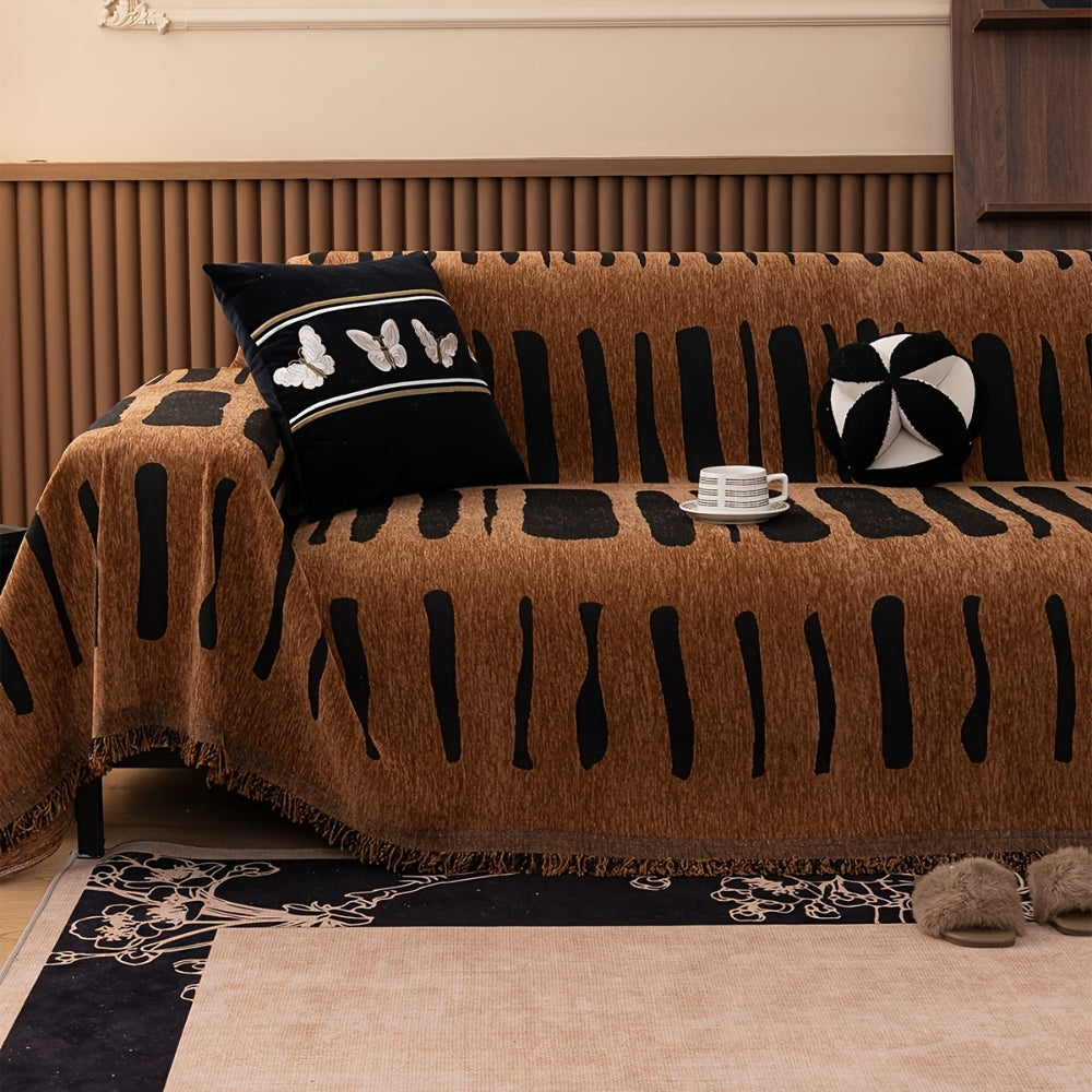 Housse de canapé en chenille géométrique tribale – Tribal Lines
