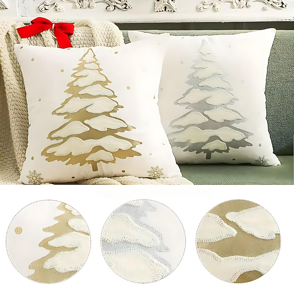 Housse de coussin décorative sapin de Noël en velours