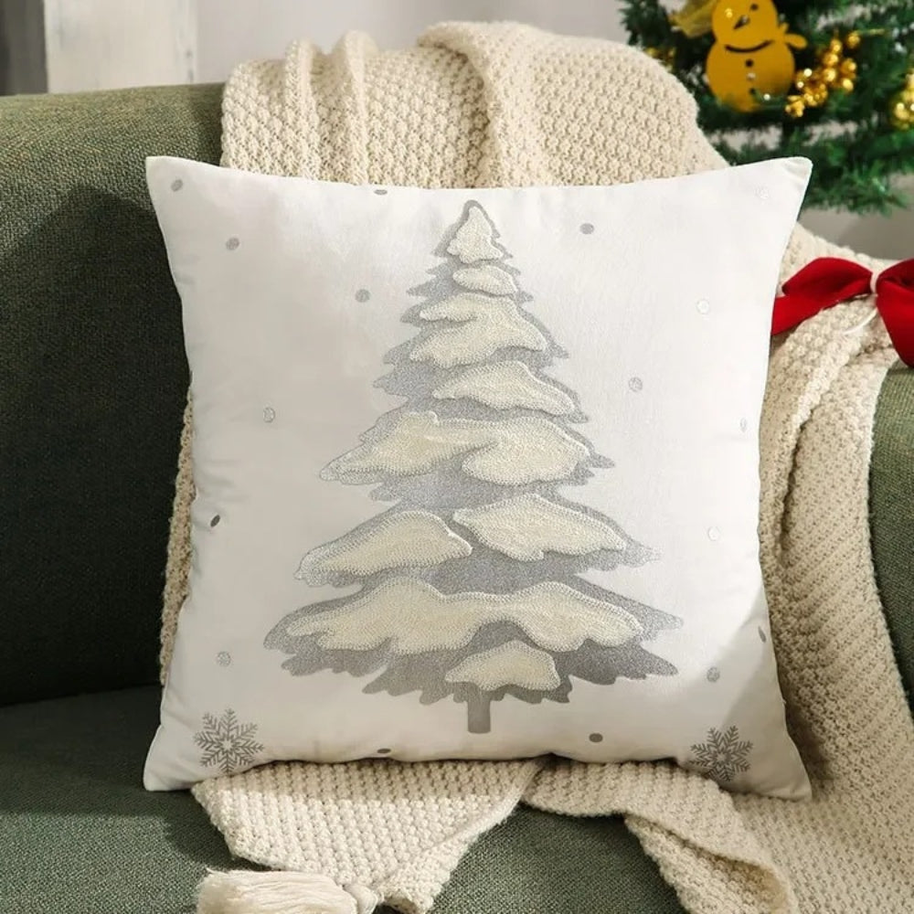 Housse de coussin décorative sapin de Noël en velours