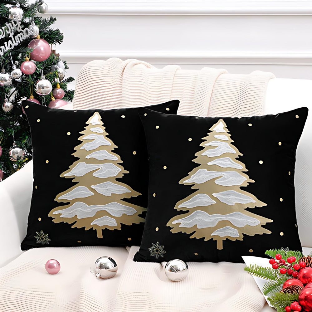Housse de coussin décorative sapin de Noël en velours