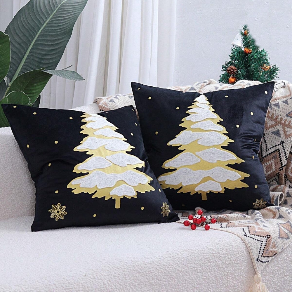 Housse de coussin décorative sapin de Noël en velours