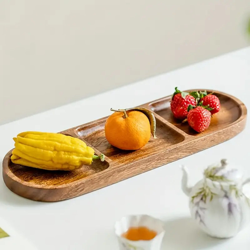 Plateau de service en bois à compartiments