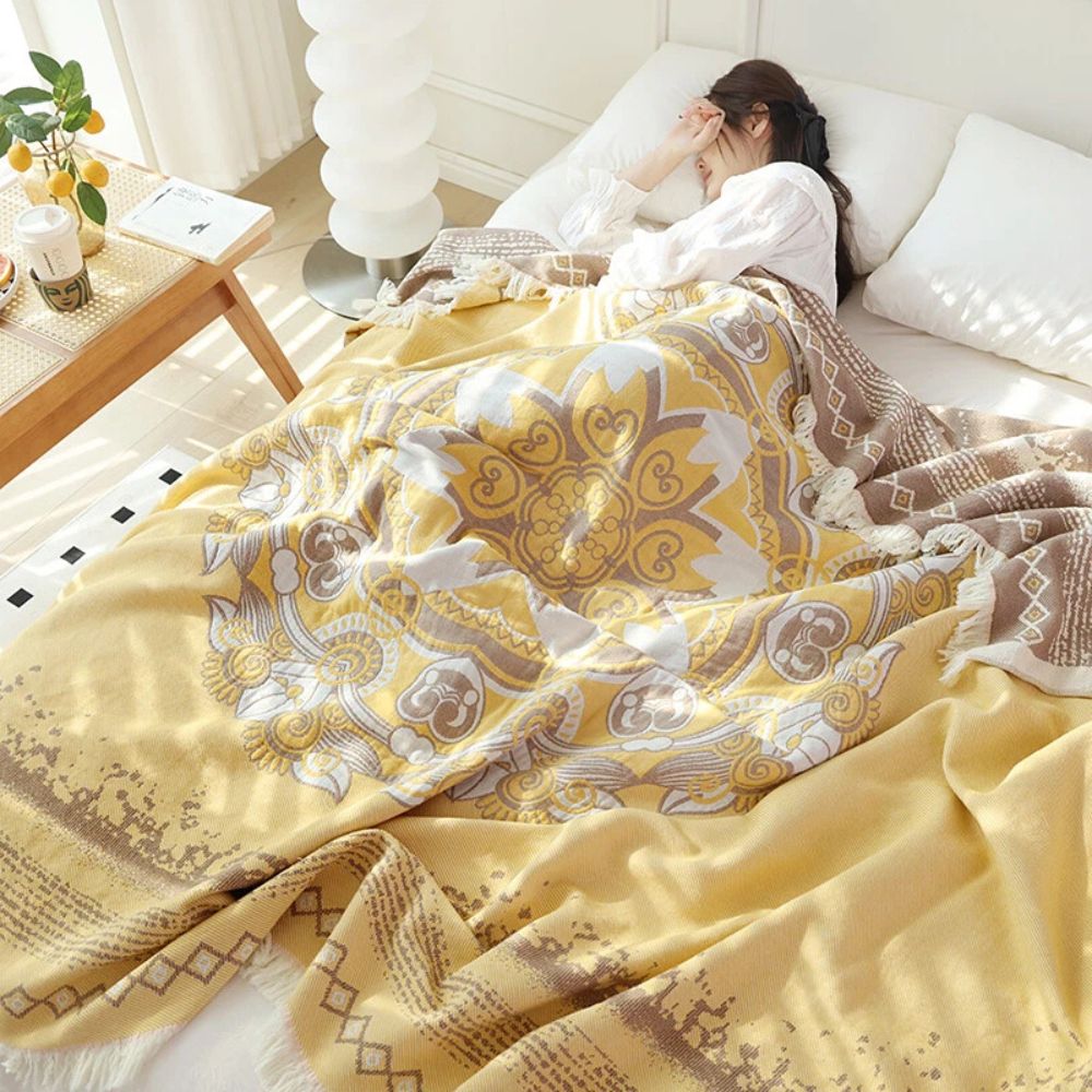 Plaid boho en coton mandala Wander