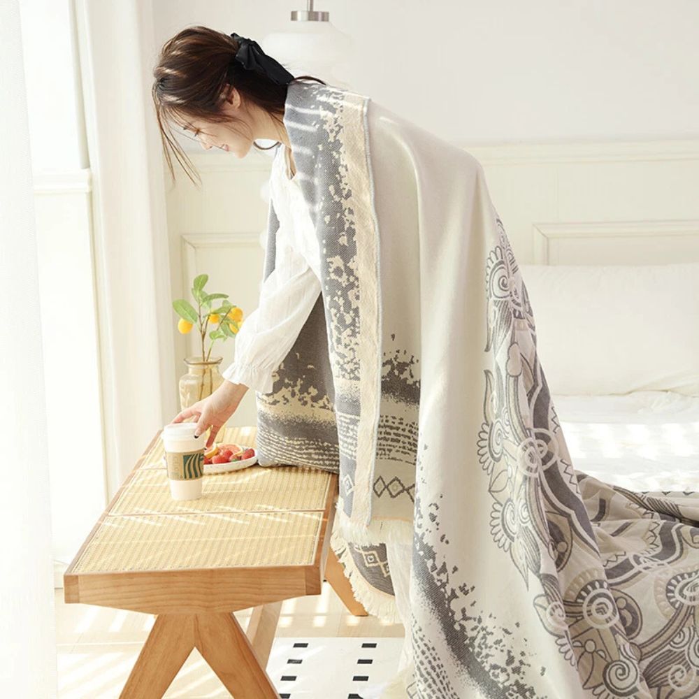Plaid boho en coton mandala Wander