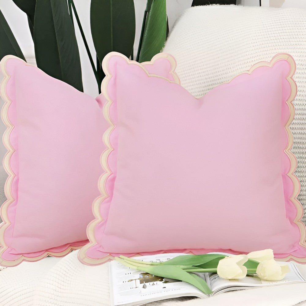 Housse de coussin en coton à bord ondulé