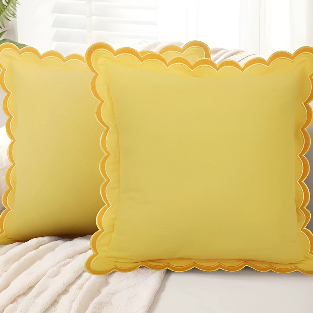 Housse de coussin en coton à bord ondulé