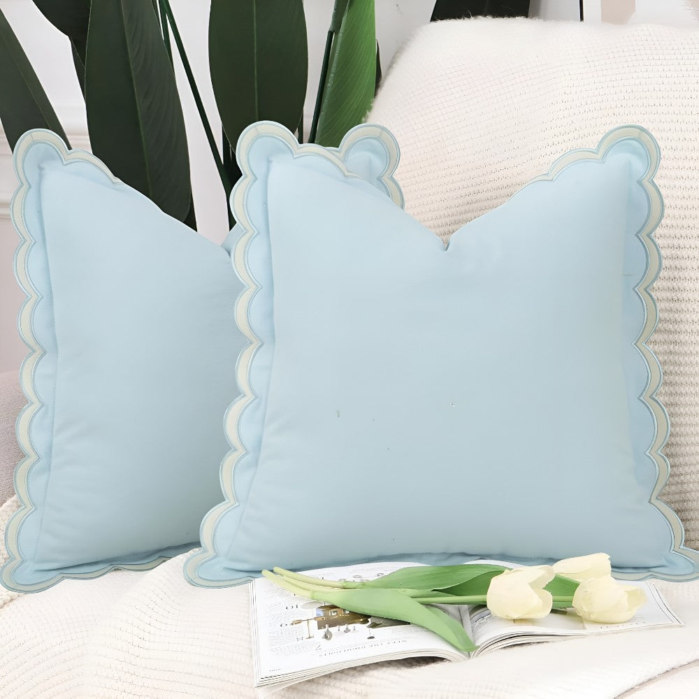 Housse de coussin en coton à bord ondulé