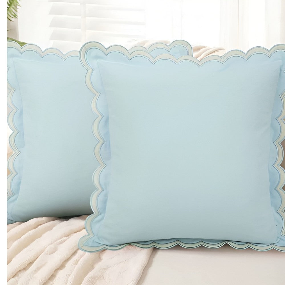 Housse de coussin en coton à bord ondulé